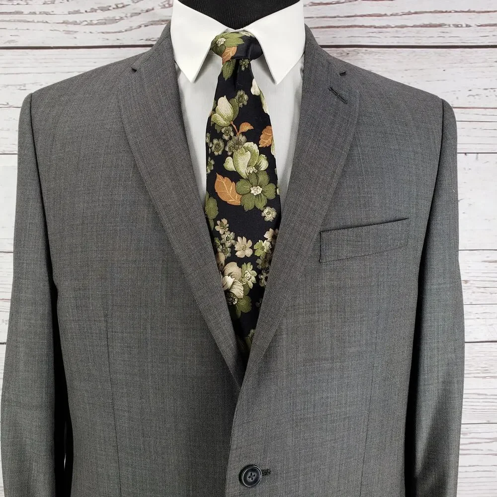 Calvin Klein Men's Gray Wool Slim Fit Sportscoat Blazer Jacket Size 42L